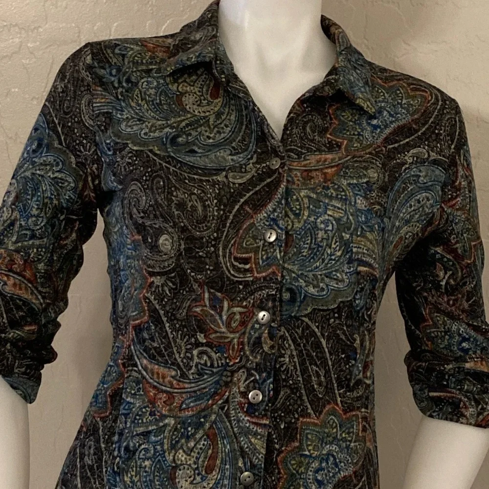 Pure Amici Button Down Paisley Print Top Small_5